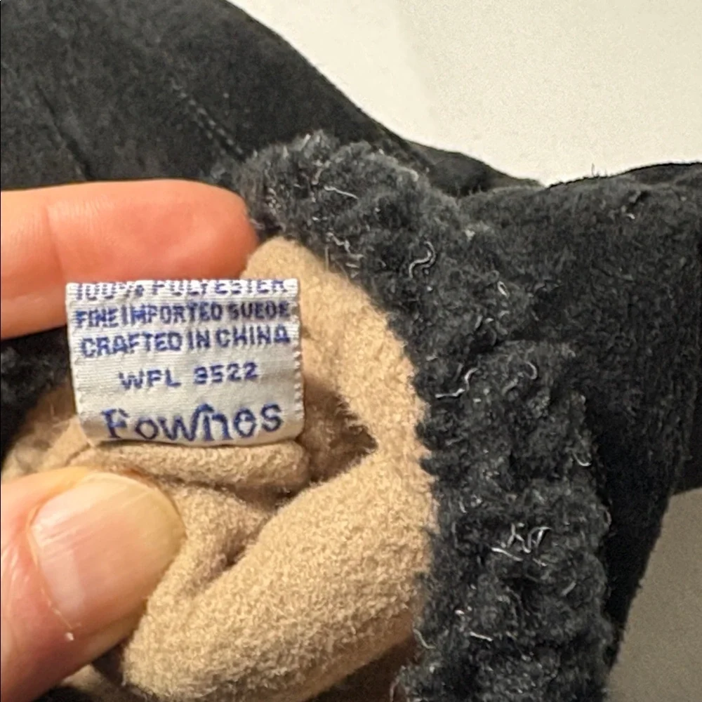Fownes Black Suede Poly Lined Gloves Size L